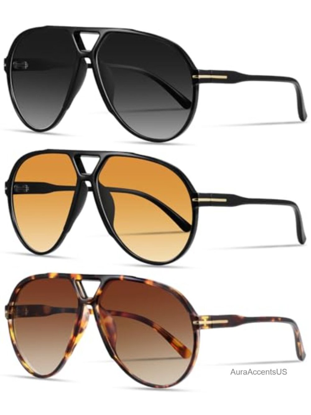 Oversized Retro Aviator Sunglasses UV400 Full-Frame Adult Unisex